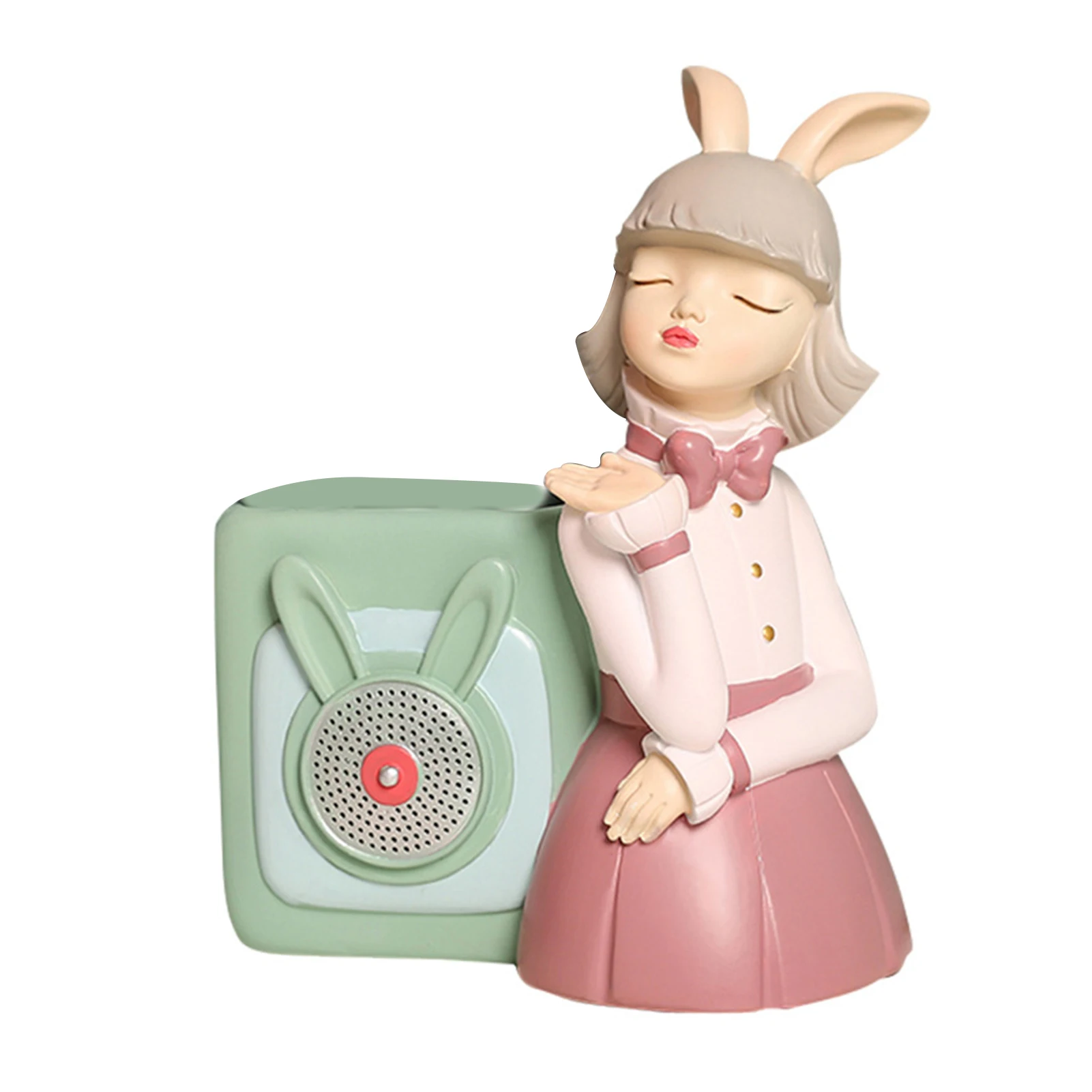 Animal Pencil Holder Cute Rabbit Girl Creatives Cosmetics Organizer Multipurpose Desktop Decor Statue Home Ornaments D1