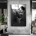 Постер Toliet, сексуальная девушка-хипстер, курение и питье, Картина на холсте, настенное украшение для гостиной