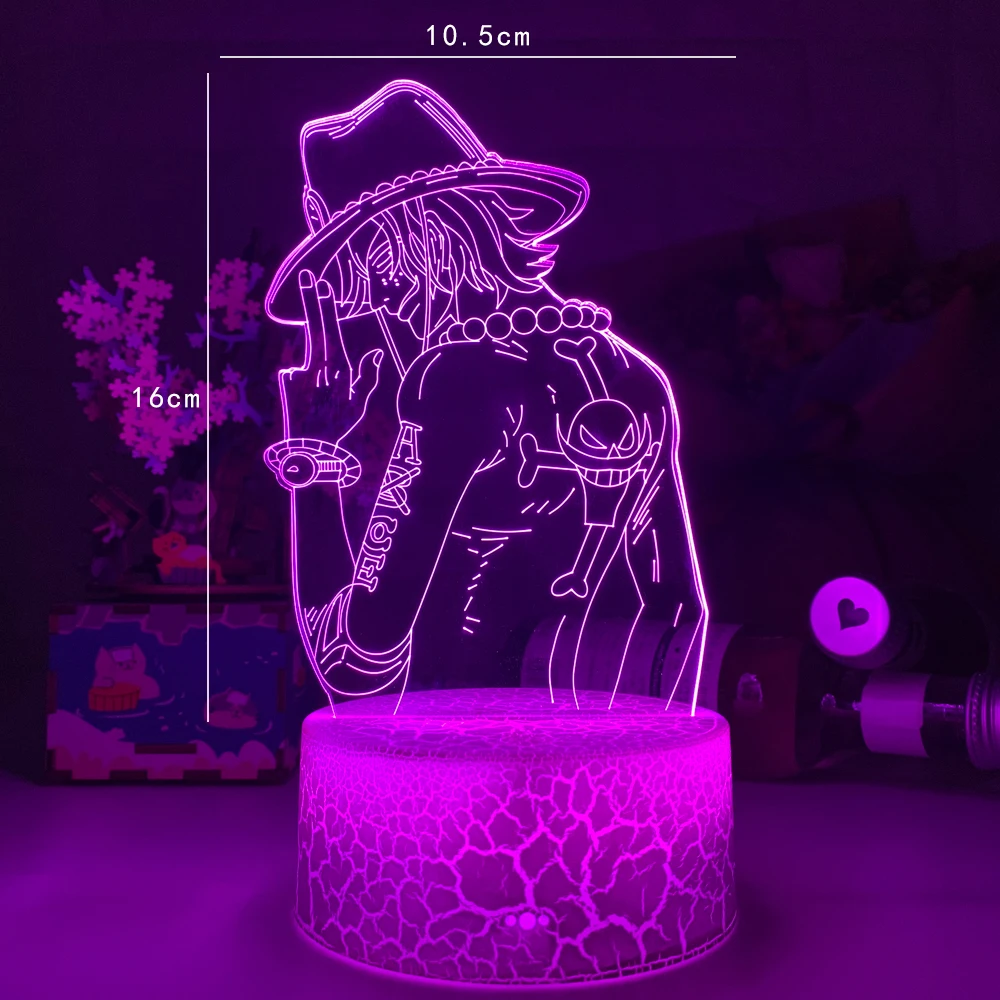 

Pirate Portgas D Ace Led Night Light for Kids Bedroom Decor Japanese Anime Pirate ACE 3d Lamp Gift Cool Bedside Table Lamp