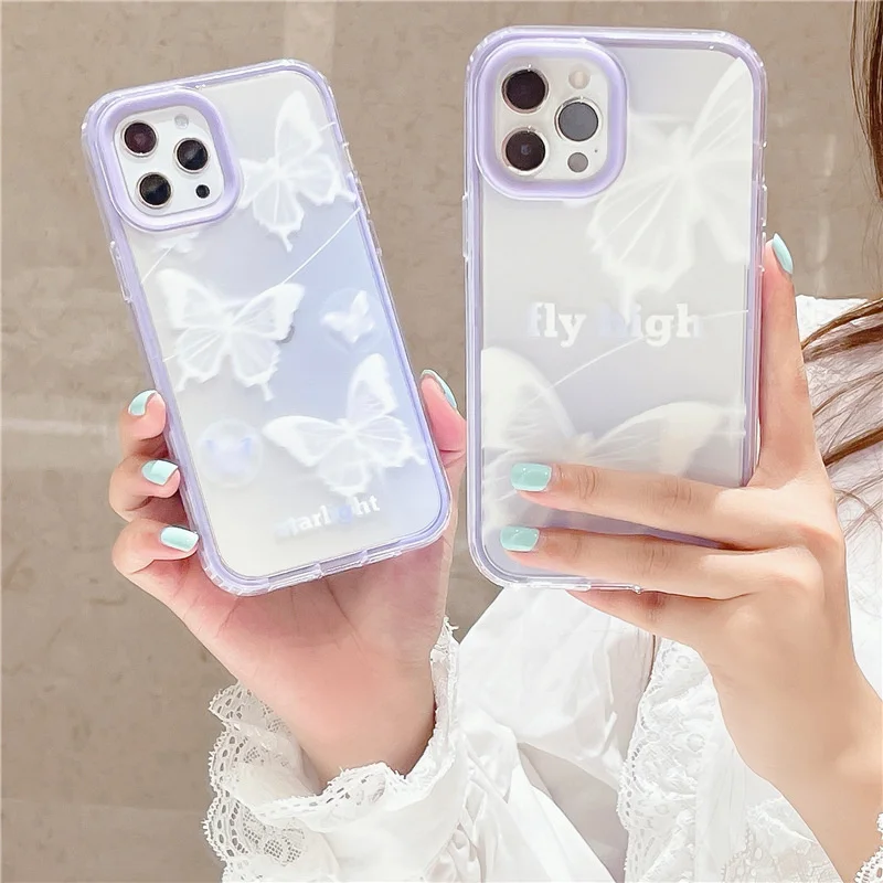 

Transparent girl dream butterfly for iphone 13 13pro case XR for iphone11 / 12 / xsmax soft 8p