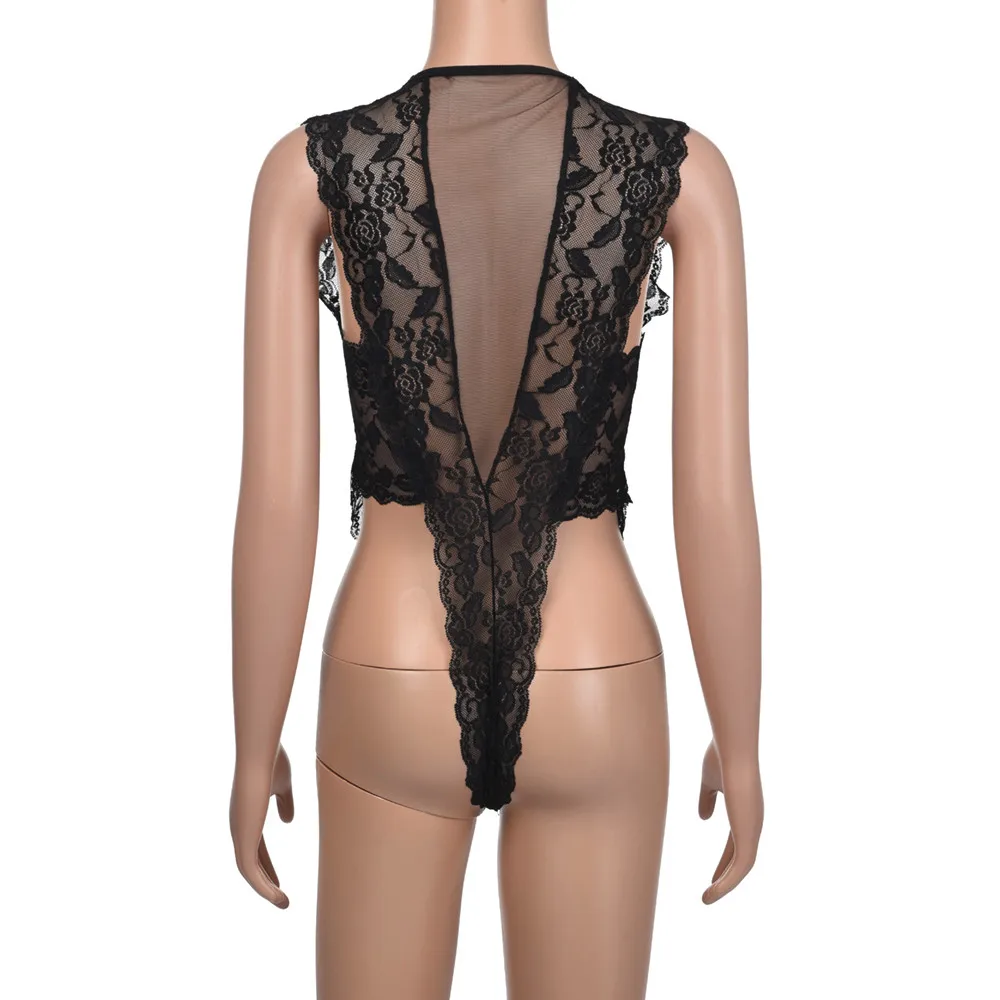 

2020 New sexy pajamas Fashion Women Sexy Lace V-neck Temptation Racy Sleepwear Black Sissy Lingerie @7