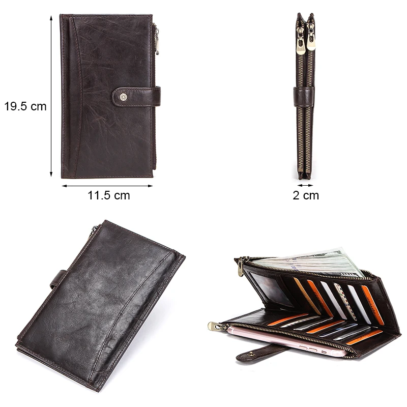 Длинный кошелек Contact's из натуральной кожи для мужчин повседневный мужской