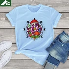 Женская футболка с лесными грибами, хлопковая футболка большого размера с короткими рукавами, женская футболка с принтом растений, унисекс, уличная одежда