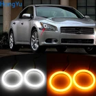 Светодиодный переключатель поворота для Nissan Maxima 2010 2011 2012, из хлопка, двухцветный светильник с ангельским глазом, белый, янтарный