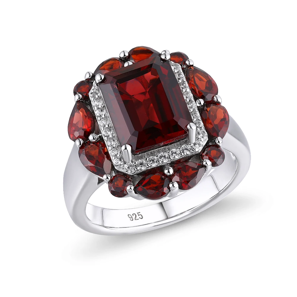 

GZ ZONGFA High Quality Natural Garnet Fine Jewelry Women Red Ring Big Gemstone For Party Wedding Engagement Rings