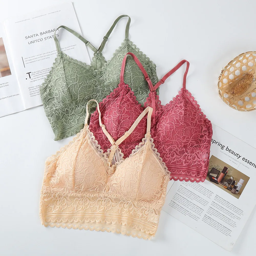 Women Lace Bra Sets Seamless Underwear Backless Vest Sexy Panties Lingerie Padded Bralette Ultrathin Briefs Female Intimates New