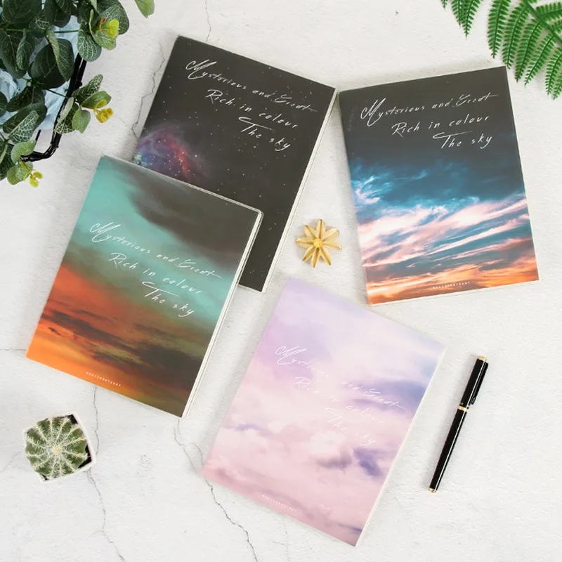 

4PCS/LOT The Sky Theme A5 Notebook Soft PVC Cover Lined Paper 80P Creative School Office Supplies Free Shipping