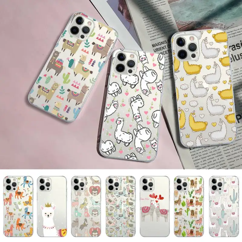 

Kawaii Cute Llama Alpaca Animals Cartoon Phone Case for iPhone 11 12 13 mini pro XS MAX 8 7 6 6S Plus X 5S SE 2020 XR case