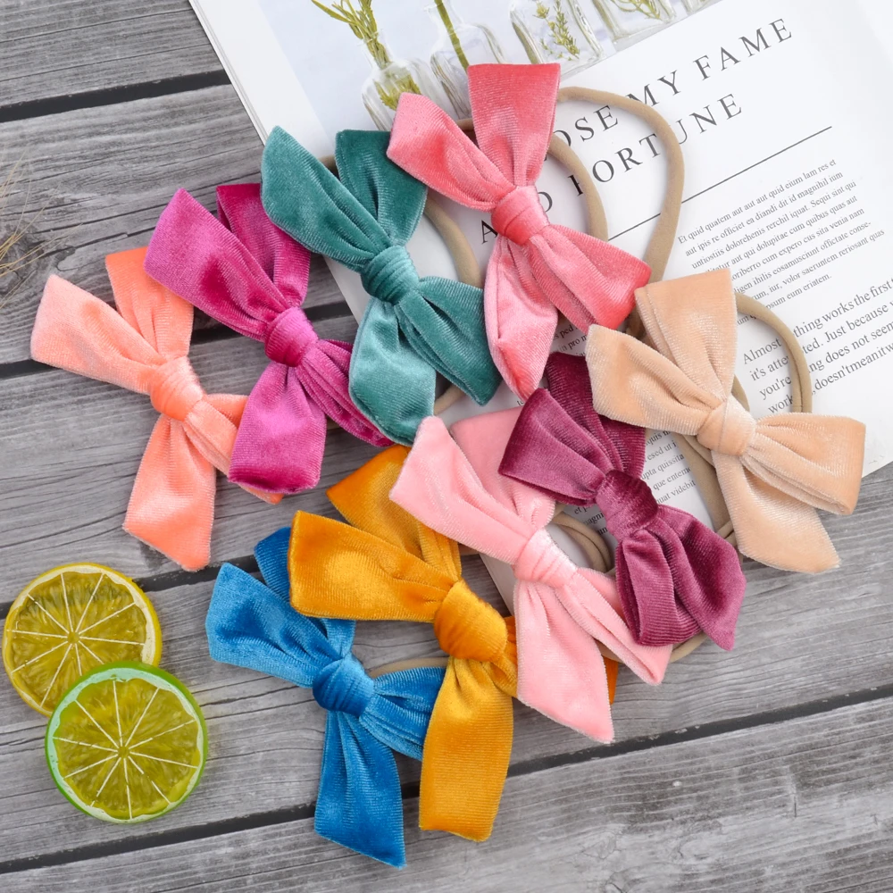

12 Pcs/lot Baby Nylon Headband Elastic Hair Bands For Girls Rope Turban Bows Bowknot Hairband Toddler Headwear Hair Accessories