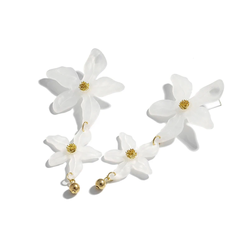 Женские акриловые серьги Yhpup белые подвески с цветком в богемном стиле вечерние