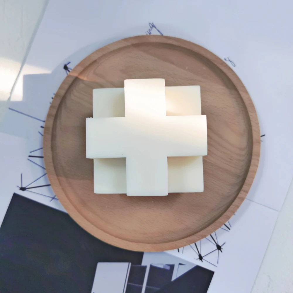

DIY 3D Newst Geometric Unique Scented Cross Cube Silicone Mould Plus Sign Candle Molds