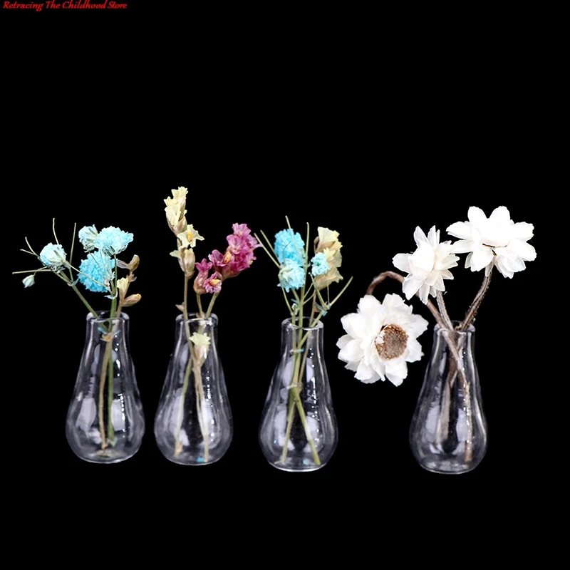 

2Pcs 1:12 Dollhouse Miniatures Glass Vase Model Doll House Accessories Decor Toy