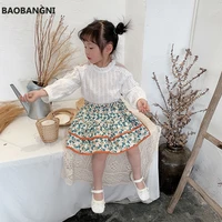 spring fashion girls clothes korean style cute floral short skirt for children and rural style floral skirt