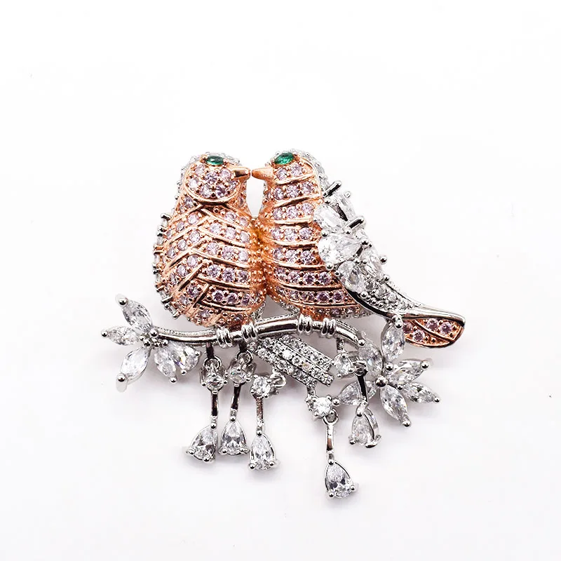 Красная/зеленая/синяя/Розовая/Серебристая циркониевая брошь в виде птицы/кулон