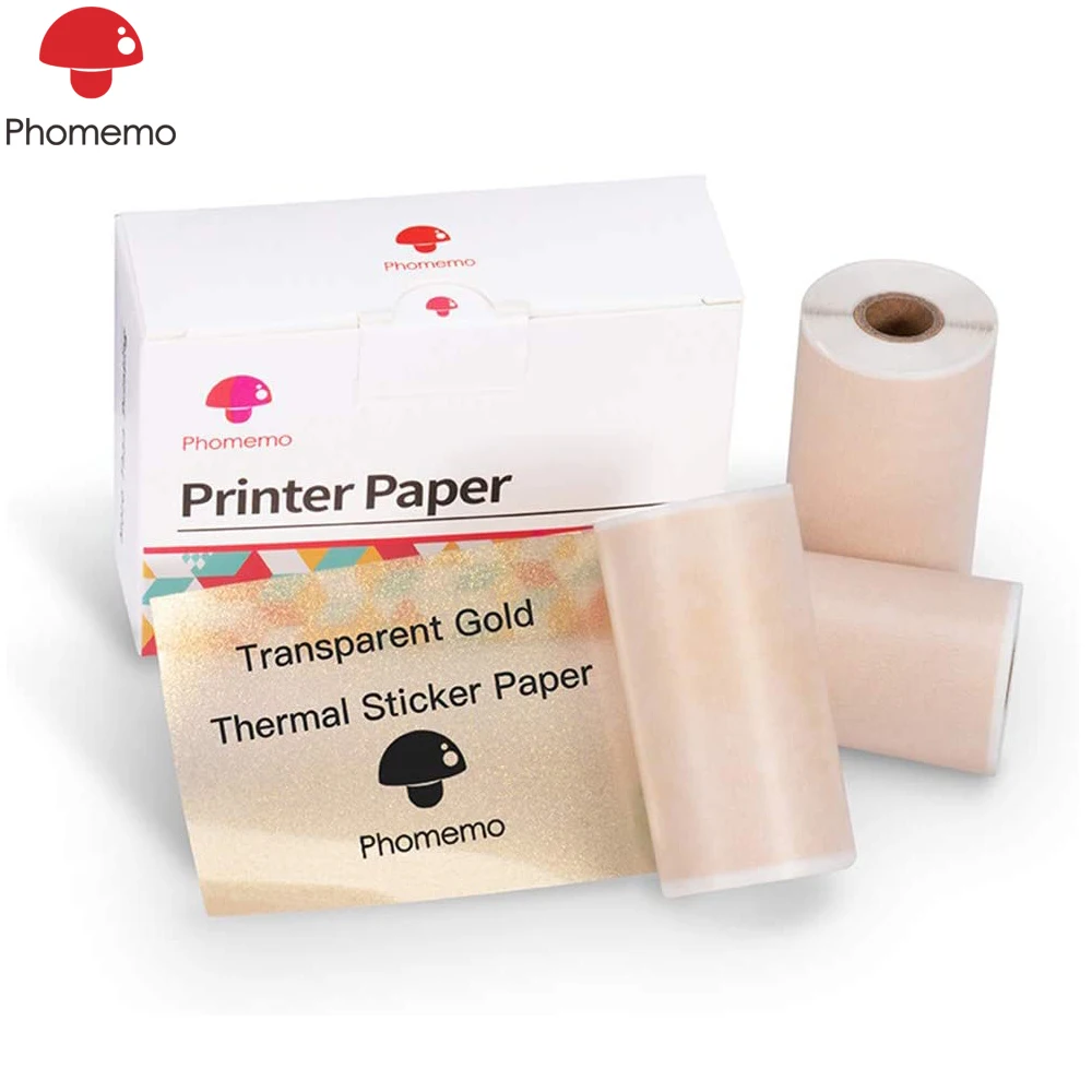 Самоклеящаяся термобумага pomemo рулон прозрачного золота для Phomemo M02/M02S/M02