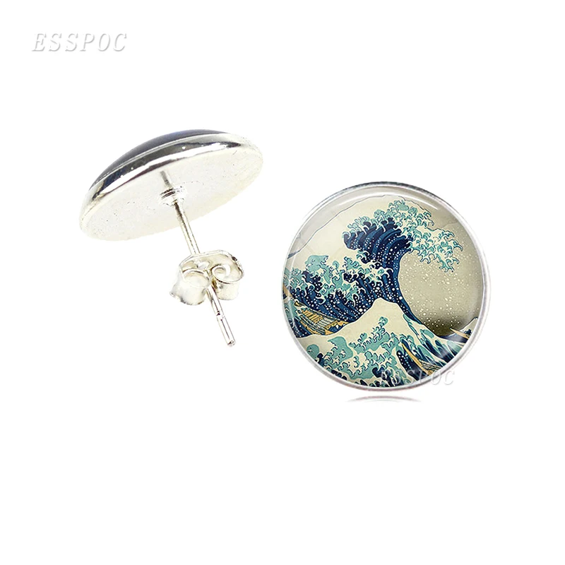 Серьги с изображением Ван Гога из серии художественной живописи фото стеклянные