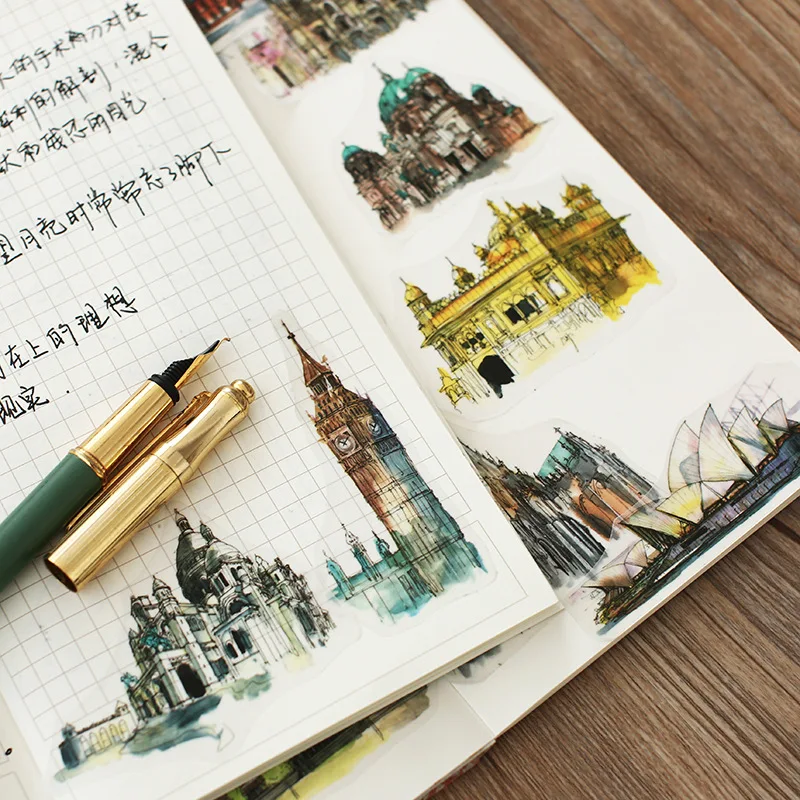 Дорожные акварельные декоративные наклейки ручной росписи по всему миру клейкие