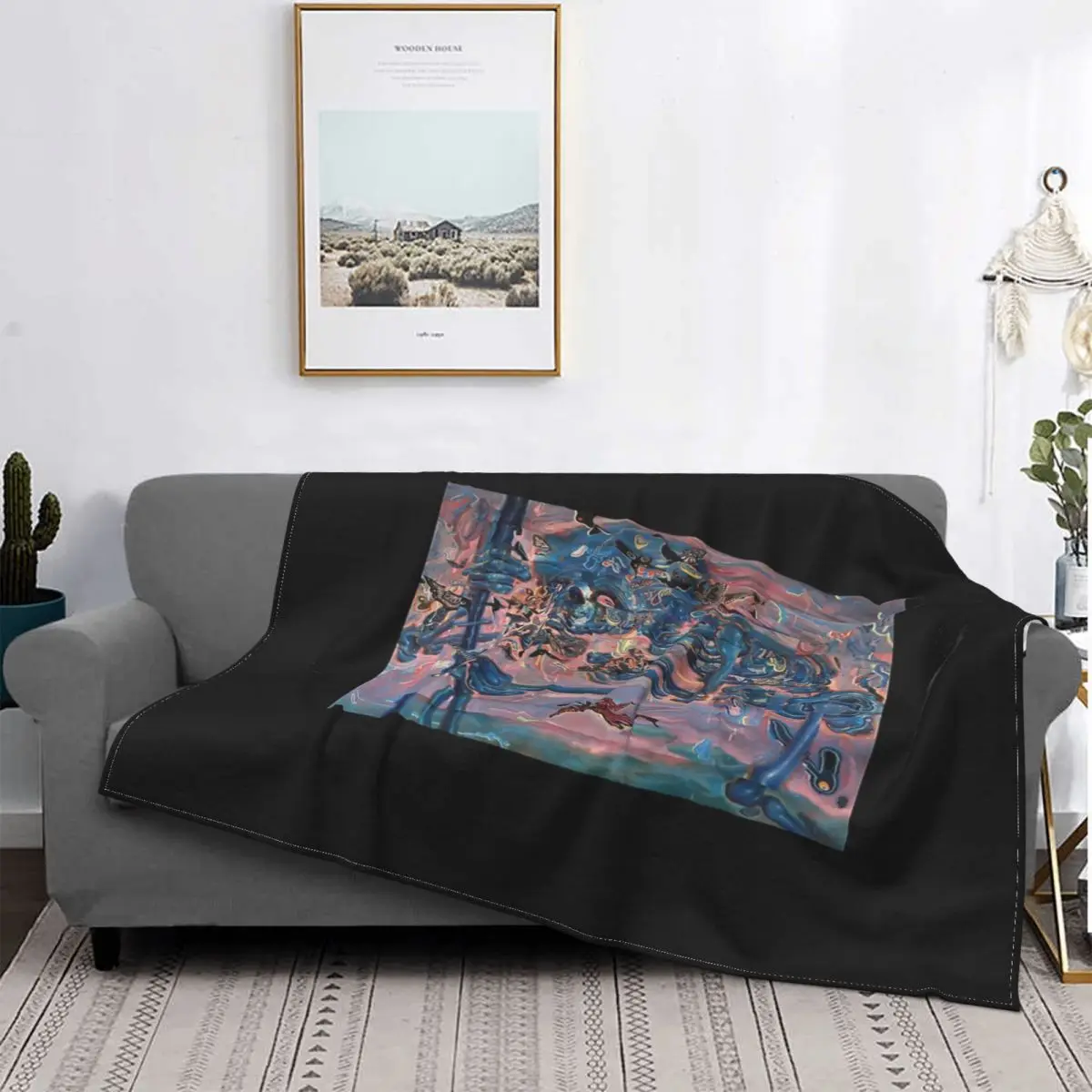 

Manta de calavera blue, colcha de cama a cuadros, manta de lana, colcha de verano