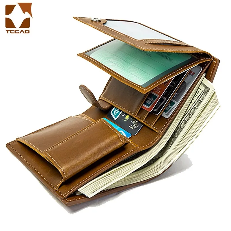 

Brand Men Wallet PU Leather short With Zipper Coin Pocket Vintage Big carteiras masculina Male Short Money Purse Card Holder New