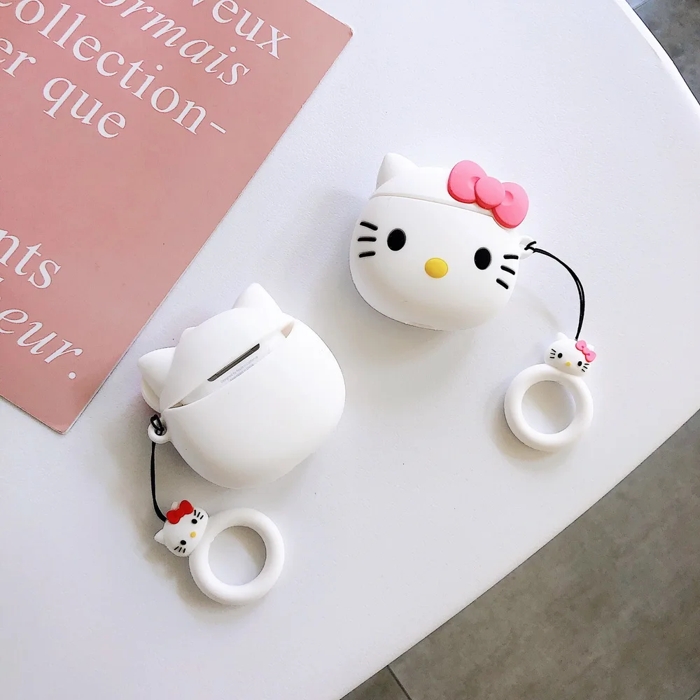 3D чехол с рисунком котенка кота для Apple AirPods 1/2 силиконовый