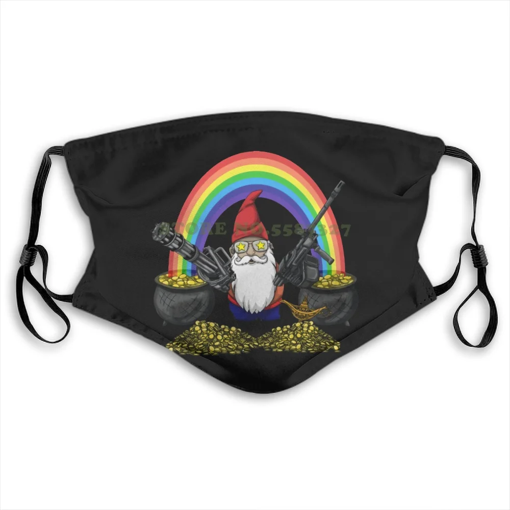 Маска для лица забавные мультяшные гномы пистолеты радуга и монеты принт на