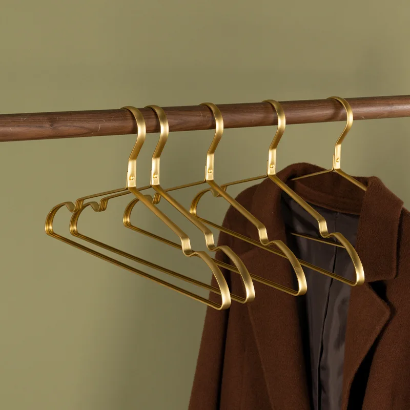 5/10pcs Matte Gold Clothes Hanger Aluminum Alloy Clothing Drying Rack Anti -slip Dress Towel Coat Hangers Wardrobe Organizer