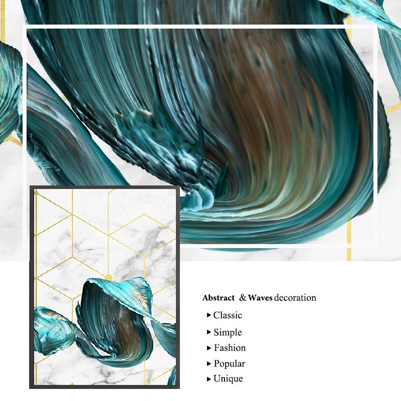 Волны холст принты Скандинавская Геометрическая Настенная картина абстрактная