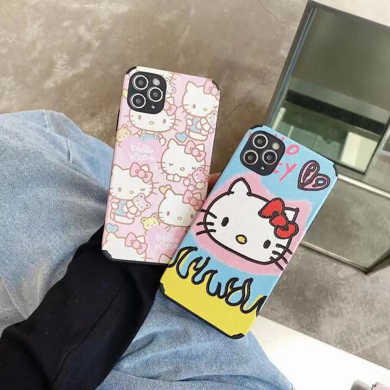 

Cartoon Anime Cats gifts Phone Case For IPhone 13 12 Mini 11 Pro Max XR X XS Max 7 8 Plus SE 20 Cute Sweet PU Leather soft cover