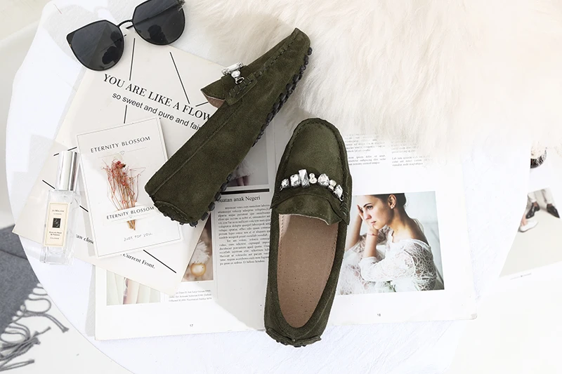 genuine cowhide leather women shoes Female Casual Fashion Flats Spring Autumn driving shoes women leather loafers