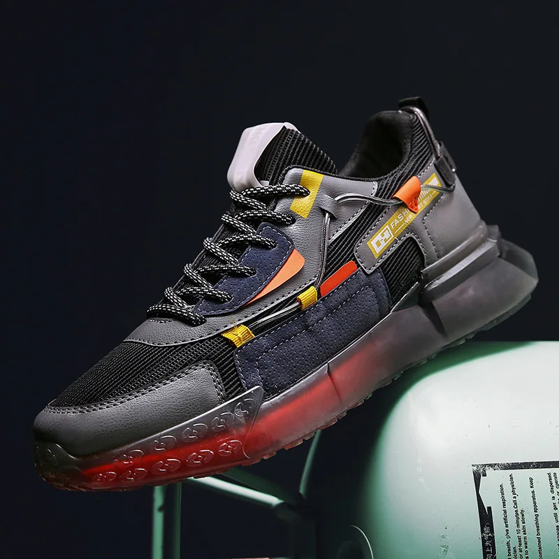 

New Sports Running Shoes Outdoor Lace-up Breathable Mesh Shoes Non-slip Round-toe Low-top Thick-soled Casual Men's Shoes