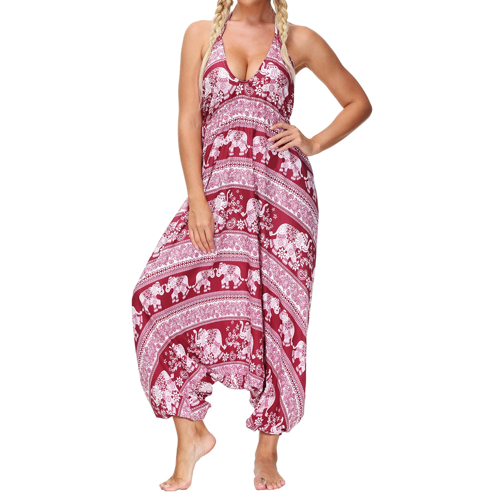 Женские комбинезоны в цыганском стиле с V образным вырезом| |