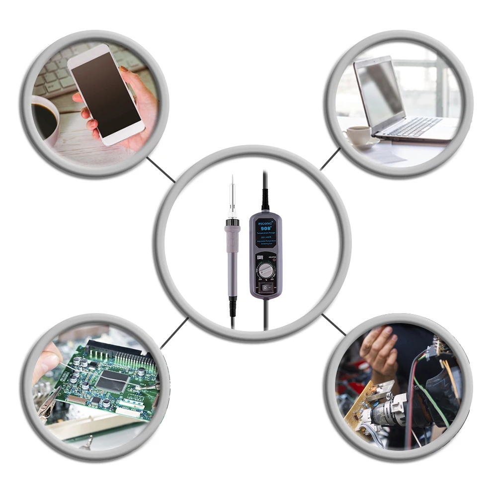 

220VEU/110VUS 908+ 60W Mini Electric Soldering Irons Portable Adjustable Soldering Tool and Soldering Iron and Suction Cup