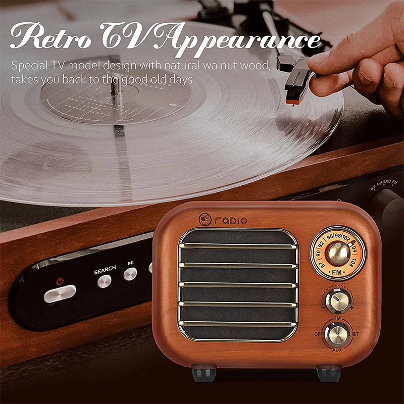 Ретро Радио винтажный Bluetooth динамик-Вишня Деревянный fm-радио с 4 2 соединение