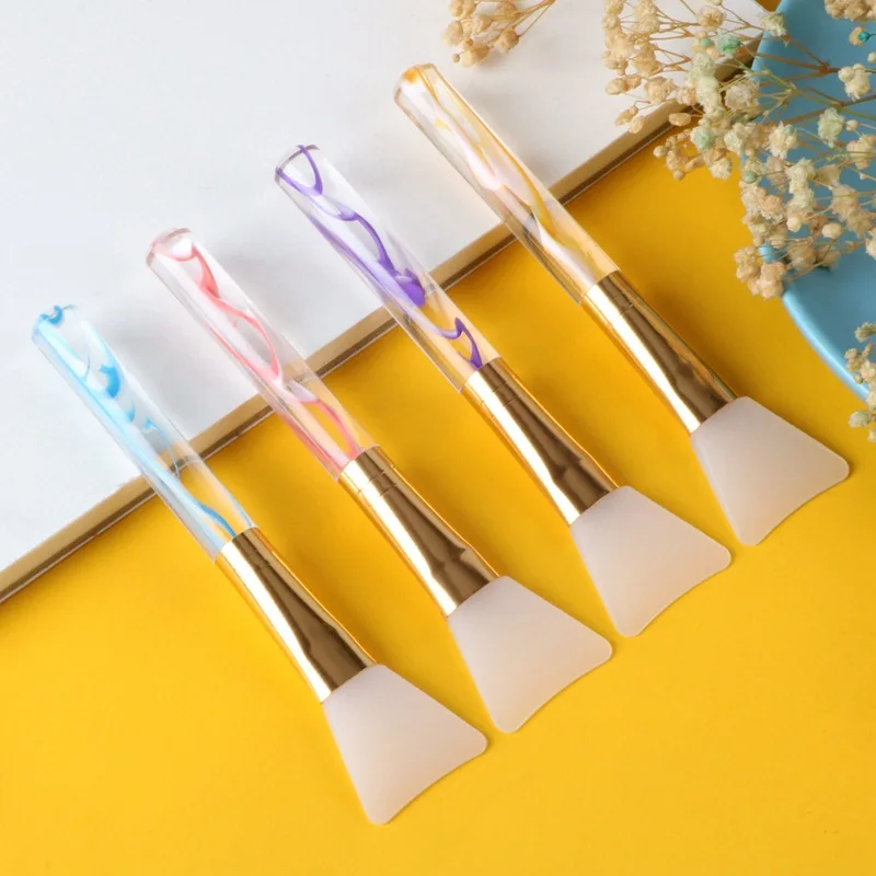 

Marble Silicone Facial Face Mask Makeup Brush Soft Flat Head Mask Mixing Brush Acrylic-Handle Gel Skin-Care Cosmetic Beauty Tool