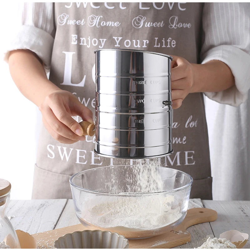 Ручное сито для муки из нержавеющей стали сетчатый нож порошкового сита