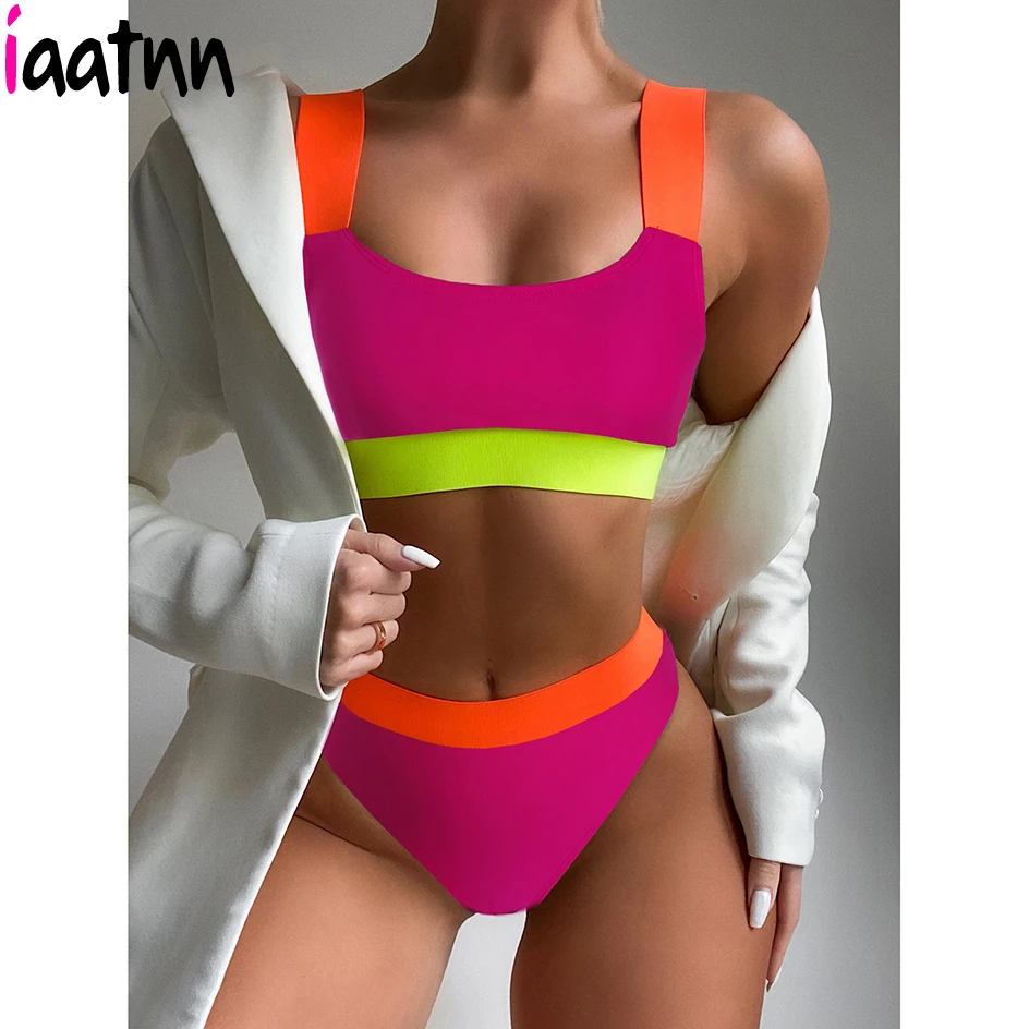 

Sexy High Waist Bikini 2022 High Leg Swimsuit Women Swimwear Woman Bikinis Set Patchwork Swimming for Women Bathing Suit biquini