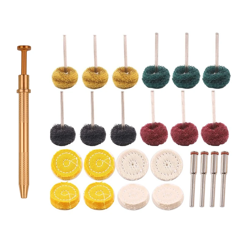 

4 Prongs Diamond Tweezers Catcher Jewelry Tool with 56Pcs Mini Polishing Wheels and 1 Inch Buffing Polishing Wheel Set