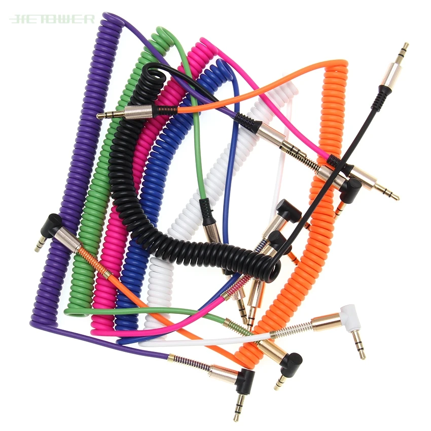 

Аудиокабель с разъемом AUX 3,5 мм, кабель «штырь-штырь» для телефона, автомобильного динамика, MP4, наушники с разъемом 3,5 мм, пружинный кабель 3,5 ...