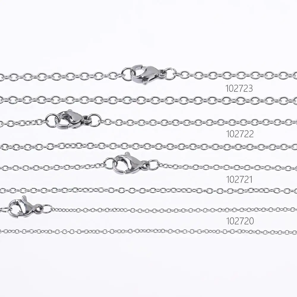 

1.2*0.3mm Width 304 Stainless Steel Cross O Chain with Lobster Clasp Stainless Necklace 18"/20"/24" length Chains 10pcs