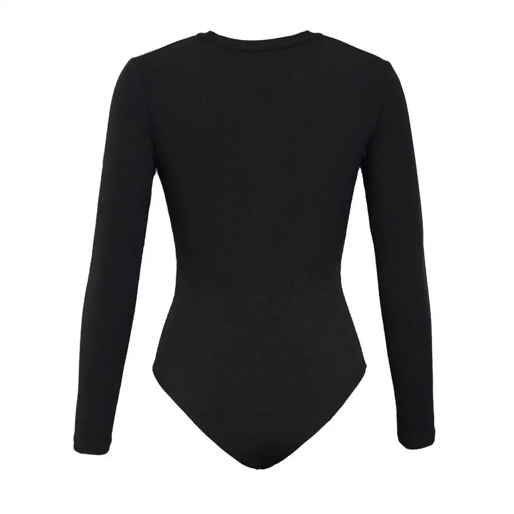 Женские Боди на пуговицах сексуальный осенне зимний однотонный Облегающий