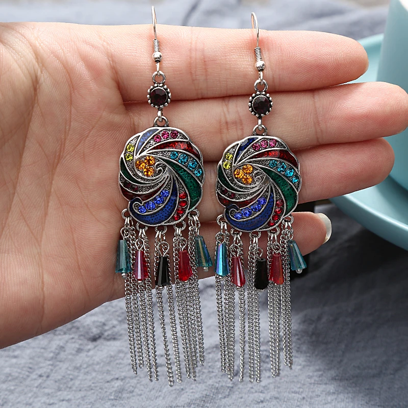 Женские медные серьги-подвески Crazy Feng индийские серьги цыганские в стиле бохо