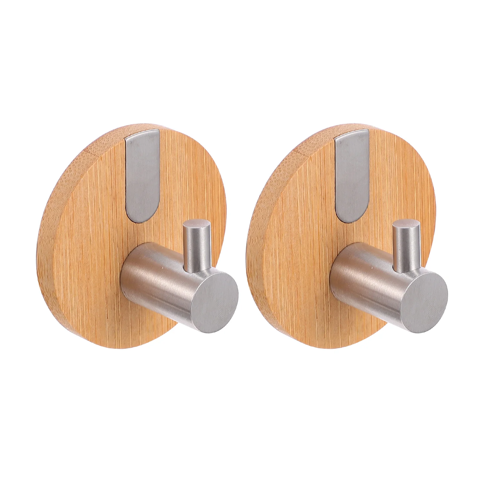 

2pcs Punch-Free Round Hooks Stainless Steel Bamboo Coat Clothes Hanger