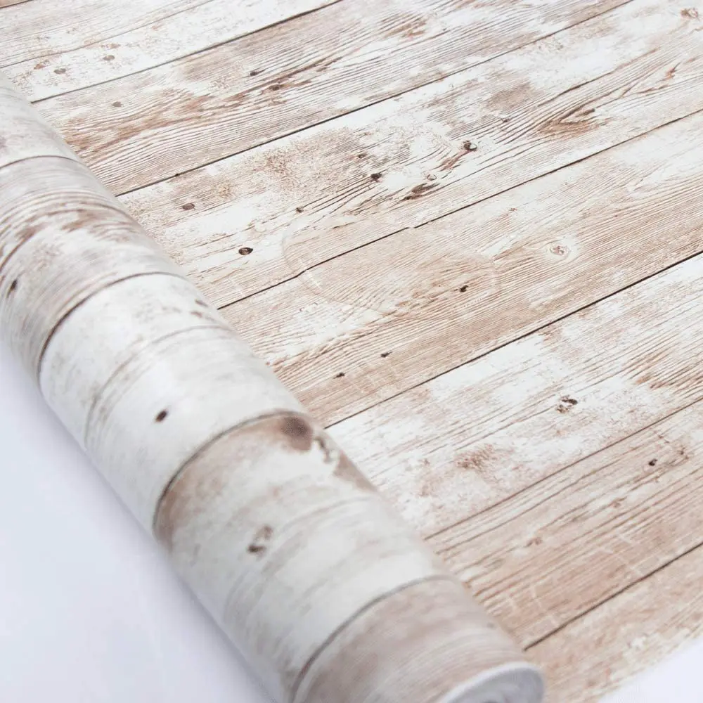 

Rustic Contact Paper Shiplap Wood Plank Wallpaper Stick and Peel Self Adhesive Removable Faux Wood Grain Vinyl Roll Wallpaper