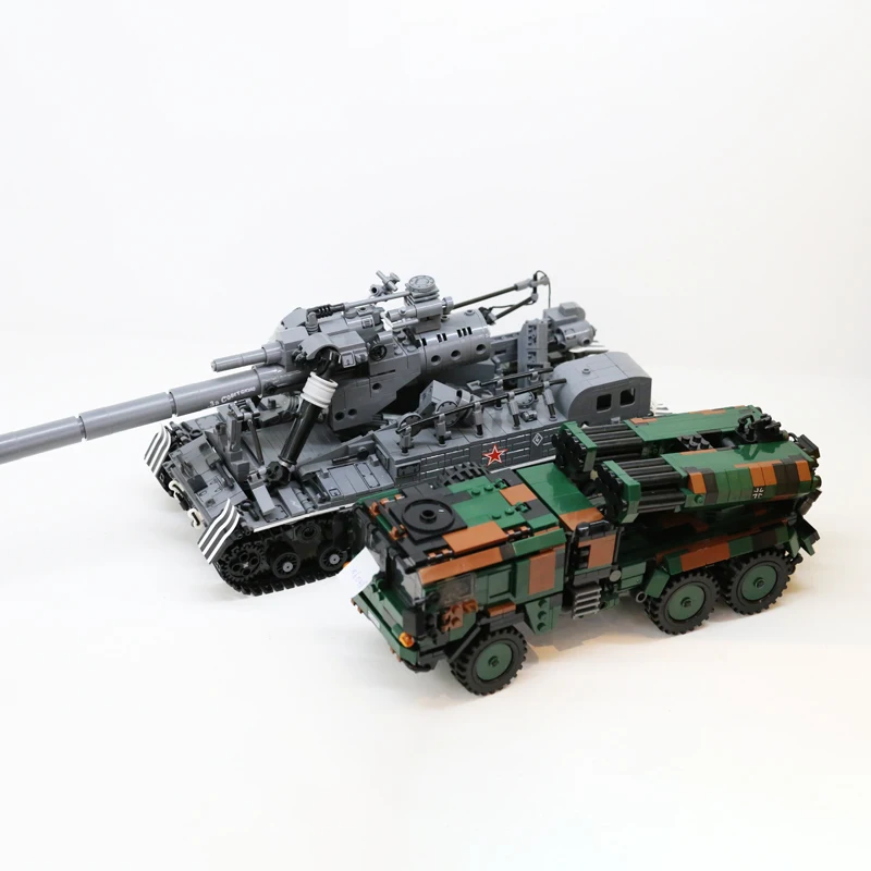 

The Military high-tech Army German Lars-2 Rocket T92 Light Tank Armored Car Building Blocks WW2 Bricks Toys