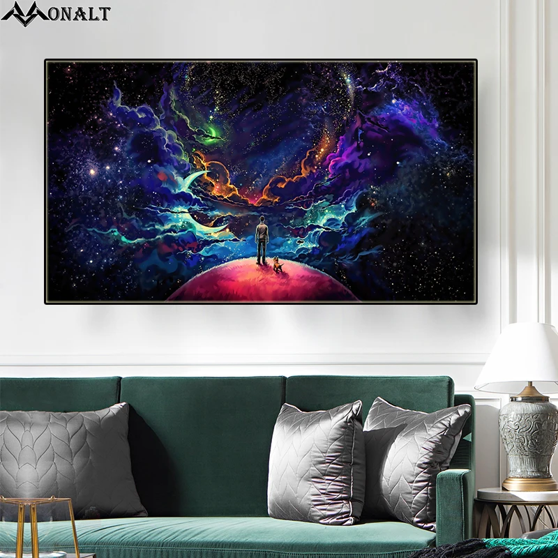 Абстрактная живопись на холсте Постер звездного неба художественный декор для