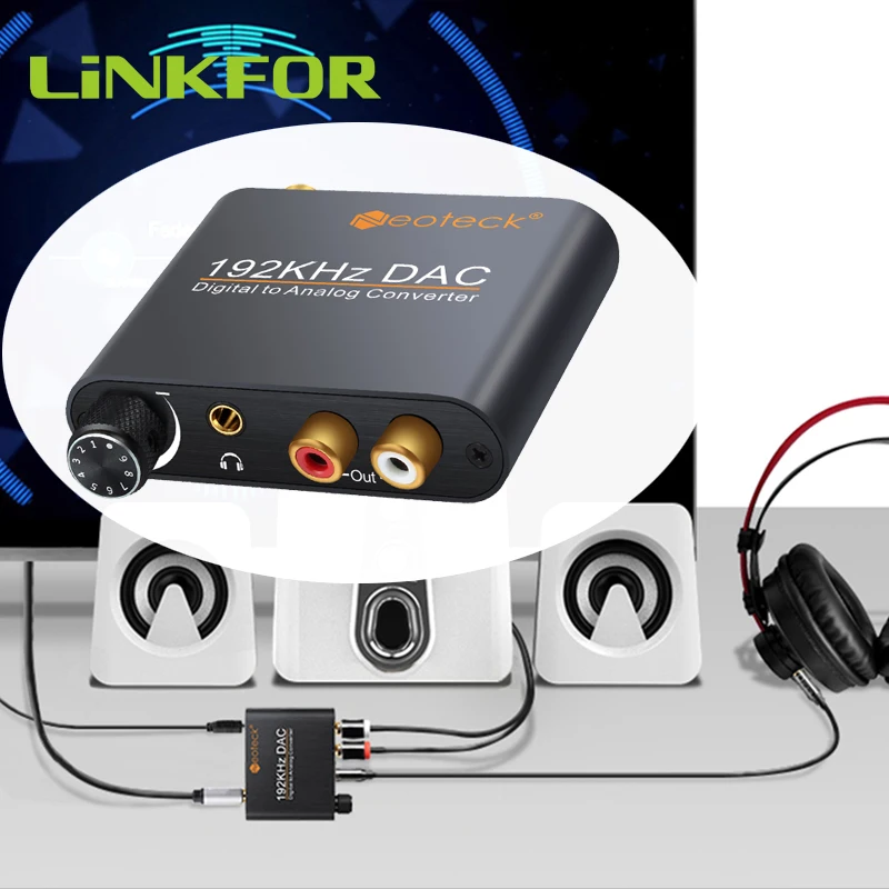 Переходник цифрового и аналогового аудио LiNKFOR переходник Toslink SPDIF коаксиальный в