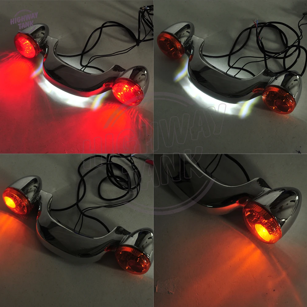 Хром мотоцикл светодиодный стоп сигнал светильник сигнала поворота Хвост бар