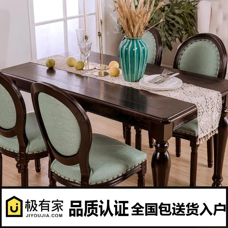 Европейский обеденный стул из твердой древесины американский деревенский Ретро