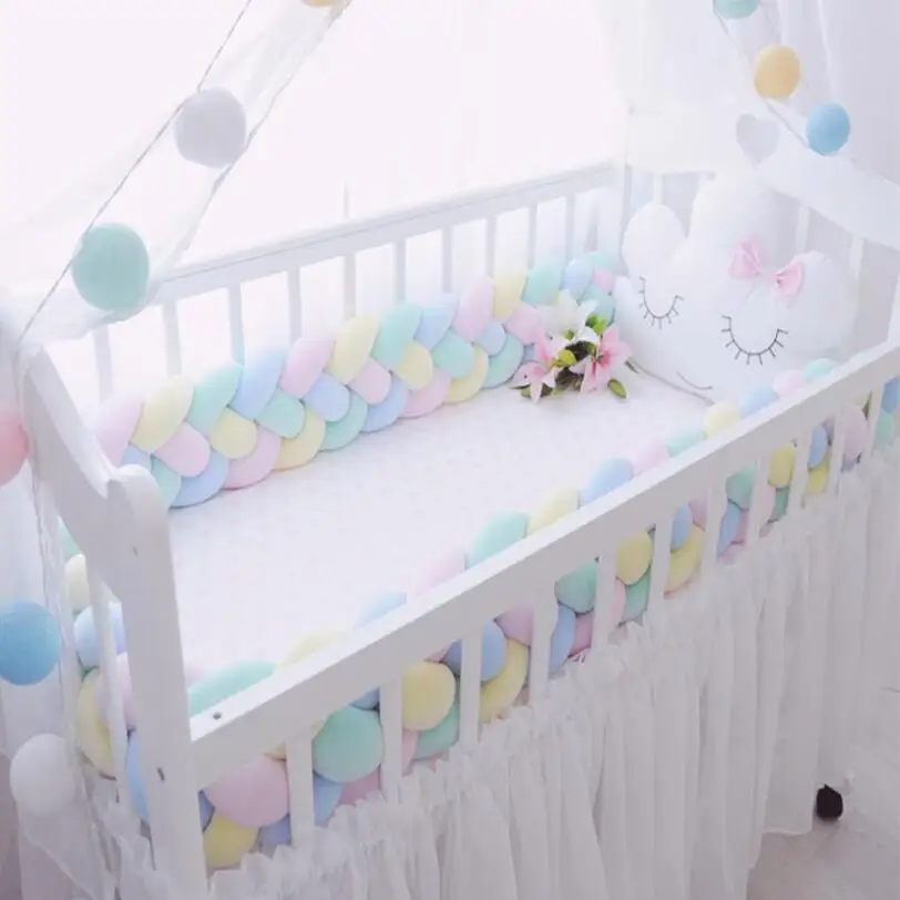 Детские бамперы для кровати длиной 2 м четыре пряди плетеных плюшевых подушек