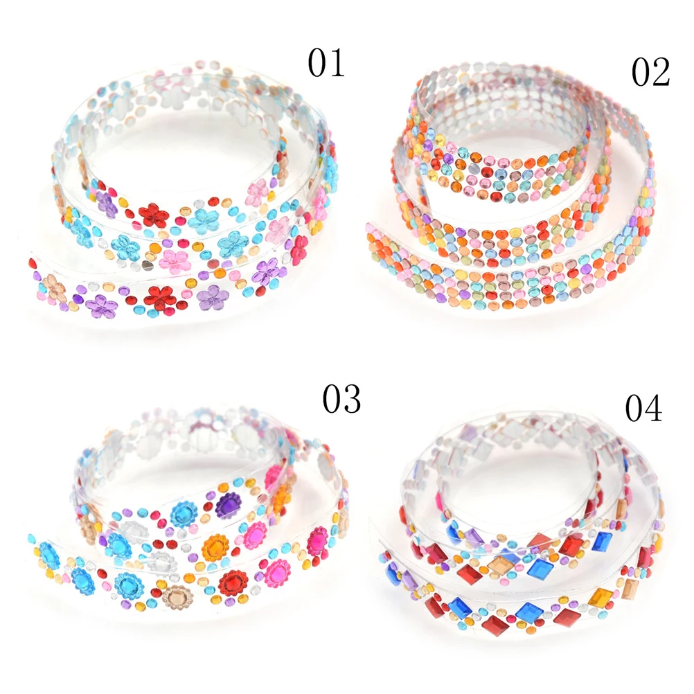 

HOT 4pcs/lot Crystal Diamond Scrapbook Stickers Tape Sheets DIY Hand Craft Materials Album Photo Frame Decoration